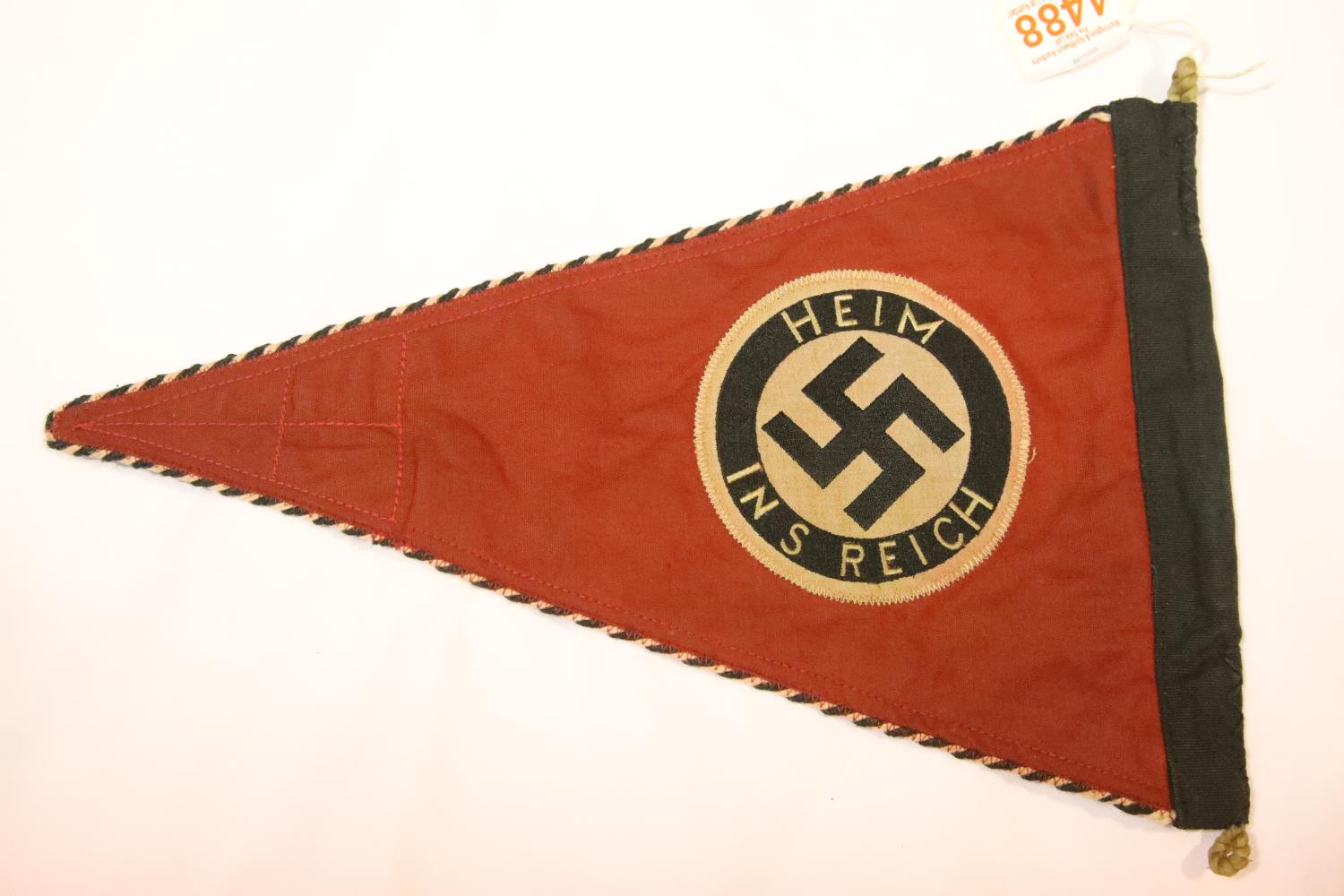 German WWII type Reichs pennant, L: 38 cm. P&P Group 1 (£14+VAT for the first lot and £1+VAT for - Image 2 of 2