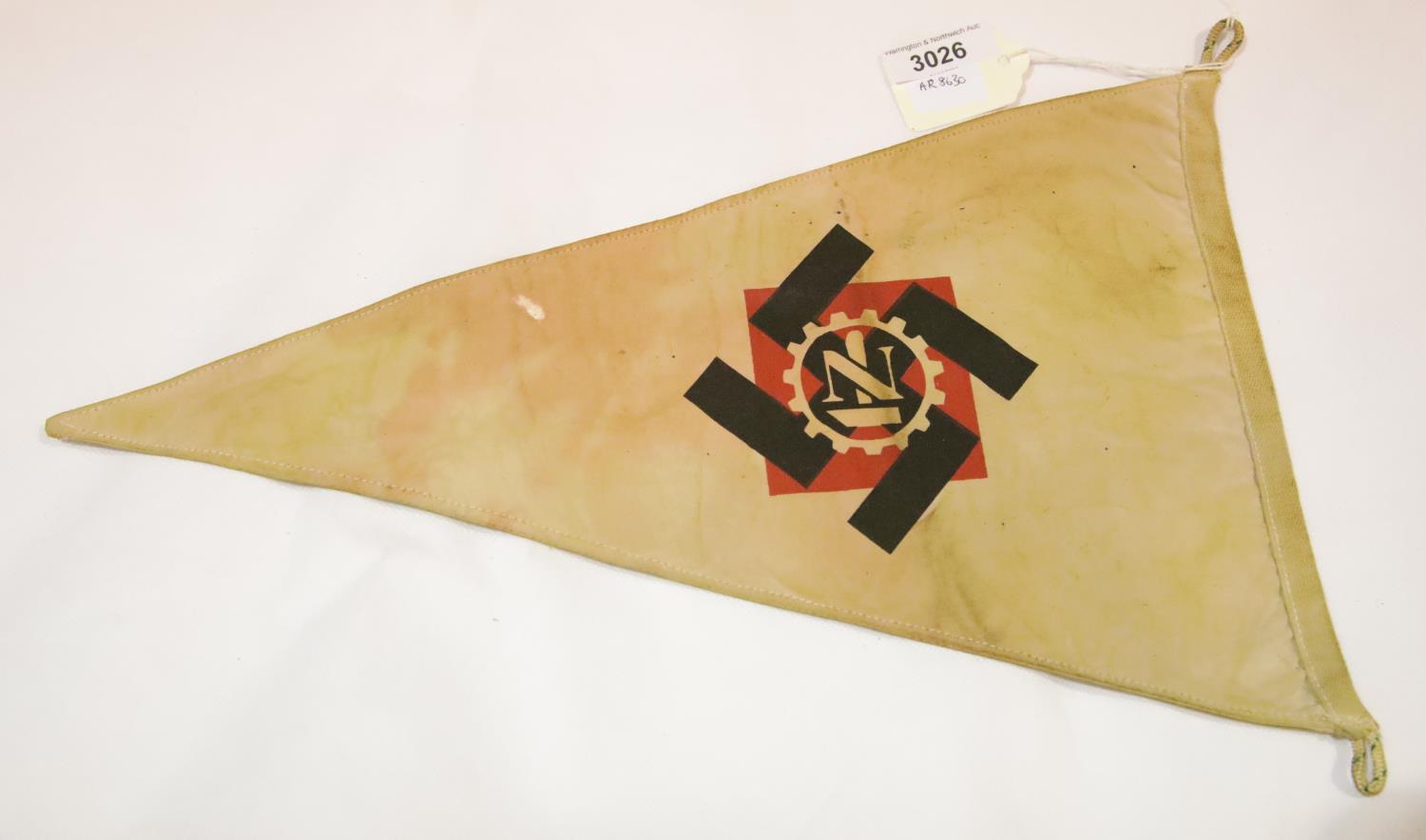 German WWII type TENO pennant, L: 37 cm. P&P Group 1 (£14+VAT for the first lot and £1+VAT for - Image 2 of 2