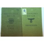 Two German Third Reich type Reisepass German State travel documents, both for Erich Leske, issued