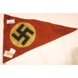 German Third Reich type Nazi Party pennant, L: 36 cm. P&P Group 1 (£14+VAT for the first lot and £