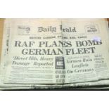 Large collection of wartime and war related newspapers, cover stories including September 1939 Bombs