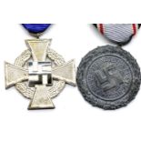 German WWII type 25 Years Service cross, boxed, and a 1938 Luftschutz Air Raid medal. P&P Group