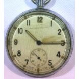 British WWII type pocket watch with luminous hands and enamelled dial GSTP Q14040. P&P Group 2 (£