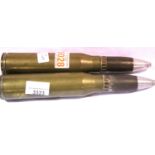 Two WWII type 20 mm cannon shells. P&P Group 1 (£14+VAT for the first lot and £1+VAT for