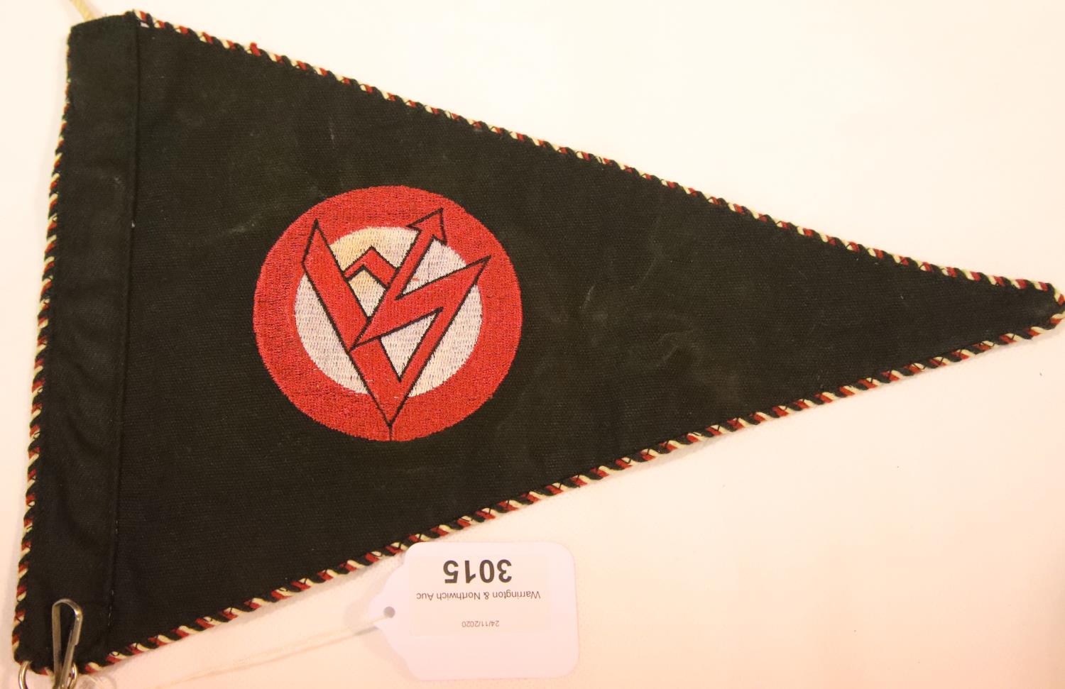 German Third Reich type SA pennant, L: 29 cm. P&P Group 1 (£14+VAT for the first lot and £1+VAT