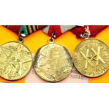 Trio of Russian Soviet medals. P&P Group 1 (£14+VAT for the first lot and £1+VAT for subsequent
