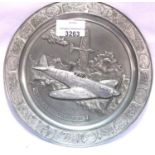 Commemorative pewter cabinet plate designed in relief to the Submarine Spitfire, limited edition 3,