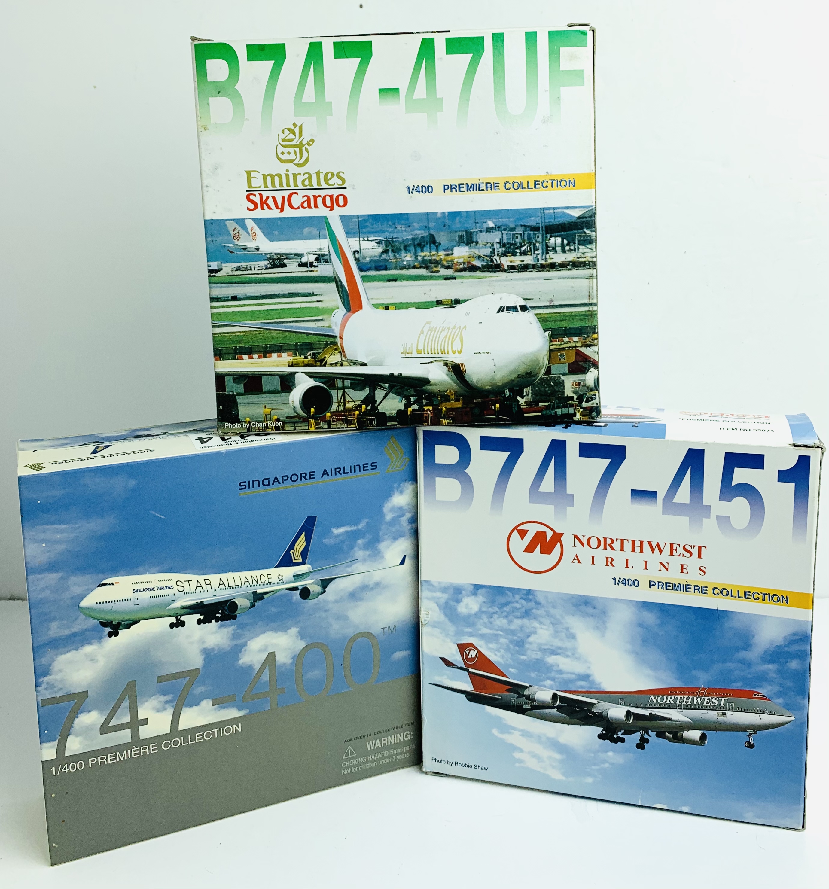 3x Dragon Wings 1:400 Airliners - To Include: Northwest Airlines 747-451, Emirates Sky Cargo 747-