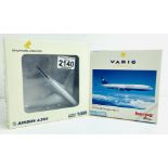 2x Herpa 1:500 Airliners - To Include: A380 Singapore, MD-11 Varig - Boxed, P&P Group 2 (£18+VAT for