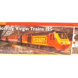 Hornby R1080 Virgin Trains 125 set power car and trailer car with lights, two coaches, track,