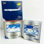 3x Gemini 1:400 Airliners - To Include: BA Concorde G-BOAC, Qatar A330-200, NWA A330-300 - Boxed,