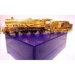 Gold plated Japanese brass 4.6.0 loco and tender in presentation case, limited edition 054/200. P&