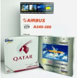 3x Gemini 1:400 Airliners - To Include: Airbix A340. Air Jamaica A340, Qatar A340 - Boxed, P&P Group