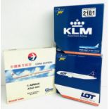 3x Gemini 1:400 Airliners - To Include: KLM 737-900, LOT 787-8, China Eastern A340-600 - Boxed, P&