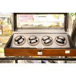 Ferocase mahogany glazed watch winder for eight watches, with display for a further eight watches,