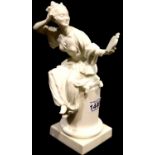 Royal Worcester bisque figurine La Miroir, H: 29 cm. P&P Group 3 (£25+VAT for the first lot and £5+