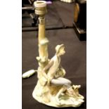 Lladro table lamp, a boy and dog,c1971-74, H: 26 cm excluding the light fitting. Not available for