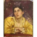 English school late 19th century oil on canvas portrait of a woman, 46 x 35 cm, unsigned. P&P