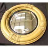 Regency circular convex mirror with heavy gilt wood frame, overall D: 62 cm. not available for in-