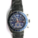Accurist gents calendar chronograph divers wristwatch, steel cased with rubber strap, blue dial with