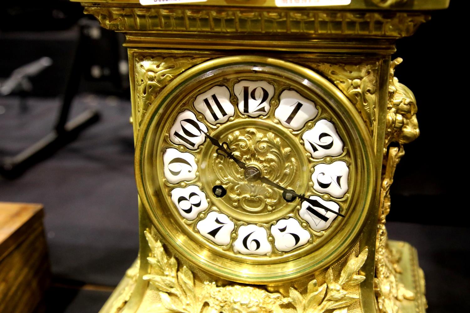 A 19th century French ormolu and lacquered brass 8 day table clock, chiming on a gong, circa 1870, - Image 2 of 2