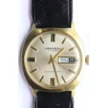 Ingersoll gents wristwatch, day/date with leather strap. Working at lotting up. P&P Group 1 (£14+VAT