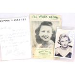 Autographs of Doris Day, Betty Driver and Bonnie Langford, the latter on a letter headed page, no