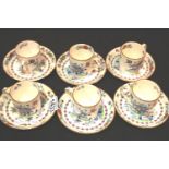 Set of six Victorian Booths Pompadour pattern cup and saucers. P&P Group 3 (£25+VAT for the first