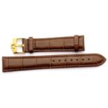 Omega style brown leather watch strap. P&P Group 1 (£14+VAT for the first lot and £1+VAT for