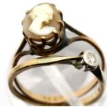 Two 9ct gold rings, Cameo size K, other size L, combined 2.4g. P&P Group 1 (£14+VAT for the first