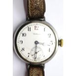 1914 sterling silver Waltham trench wristwatch in a Dennison case. P&P Group 1 (£14+VAT for the