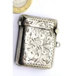 Hallmarked silver vesta case, Birmingham assay 15.5g, L: 3.5 cm. P&P Group 1 (£14+VAT for the