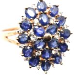 9ct gold cluster ring with white and blue stones, size U/V, 7g. P&P Group 1 (£14+VAT for the first