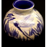 Anita Harris globular Dragonfly vase, H: 9 cm. P&P Group 1 (£14+VAT for the first lot and £1+VAT for