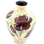 Moorcroft vase in the Chocolate Cosmos pattern, H: 10 cm. P&P Group 2 (£18+VAT for the first lot and