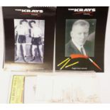 Two Kray calendars, 2015 and 2016 (nude), copy boxing programme and two prints. P&P Group 1 (£14+VAT