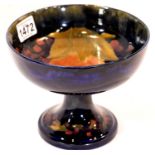 Large signed Blue Pomegranate footed bowl, D: 19 cm. P&P Group 3 (£25+VAT for the first lot and £5+