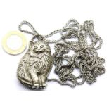 Vintage silver plated cat rattle and chain. P&P Group 1 (£14+VAT for the first lot and £1+VAT for