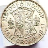 1941 Silver Half Crown of King George VI. P&P Group 1 (£14+VAT for the first lot and £1+VAT for