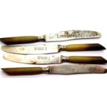 Four Waffen SS Horn Handle Dinner Knives. P&P Group 2 (£18+VAT for the first lot and £3+VAT for