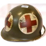 WWII McCord US 34th Inf Div Medics Helmet. Batch No 411A for Jan 1943. Fixed Bale Front Seam with