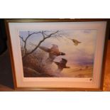 Limited edition print 10/500 by P Allison gilt framed (unglazed), 90 x 70 cm depicting bird of