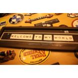 Large rectangular Welcome to my World picture. Not available for in-house P&P