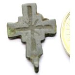 Early Crusades - Bronze cruciform talisman for pilgrims. P&P Group 1 (£14+VAT for the first lot