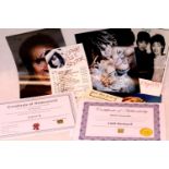 Autographs of singers and stars, including Toyah Wilcox, Cliff Richard, (all of) The Three