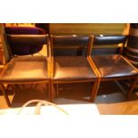 Three retro leather effect/oak chairs. Not available for in-house P&P