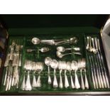 Leather topped table canteen of silver plated cutlery, 102 pieces to include Mappin and Webb