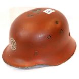 WWII German Lightweight Fire Helmet with liner-VW Factory. P&P Group 2 (£18+VAT for the first lot