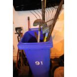 Blue bin of garden tools (bin not included). Not available for in-house P&P