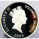 2003 Solomon Islands History of Powered Flight solid 999 silver proof coin, Douglas DC 3. P&P